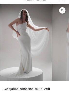 Coquille Pleated Tulle Veil - Ivory